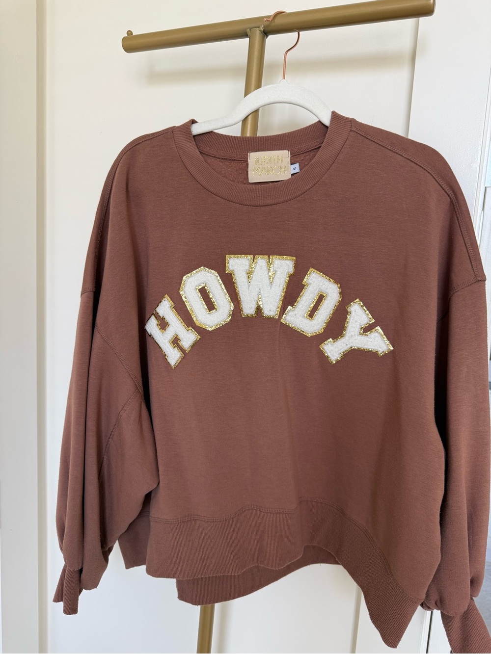 Howdy Embellished Crewneck Sweater - Brown